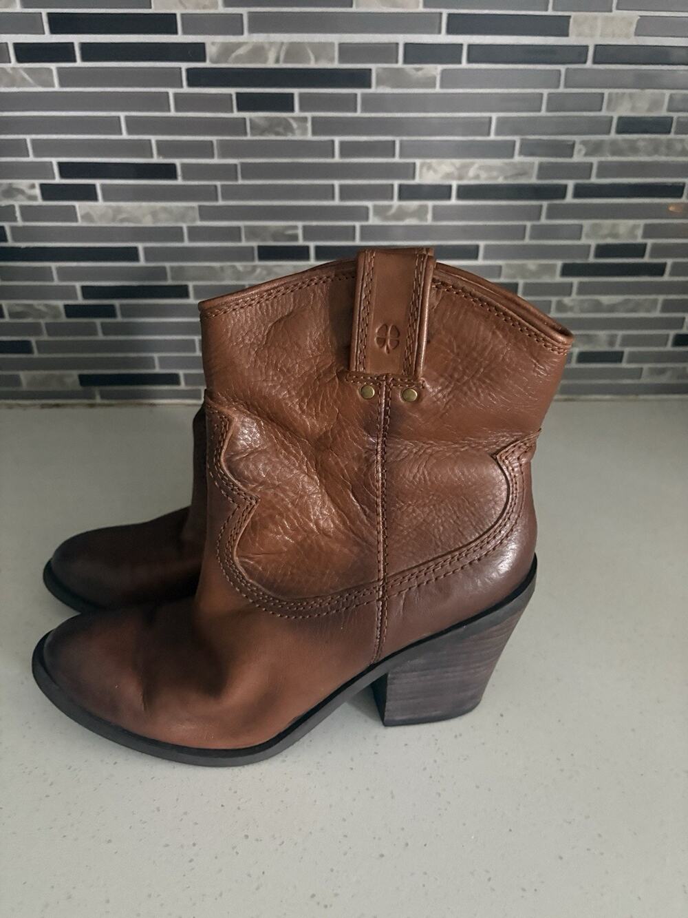 Lucky Brand Ankle Boots Sz 8 Diedrah Vintage Brown Leather Western